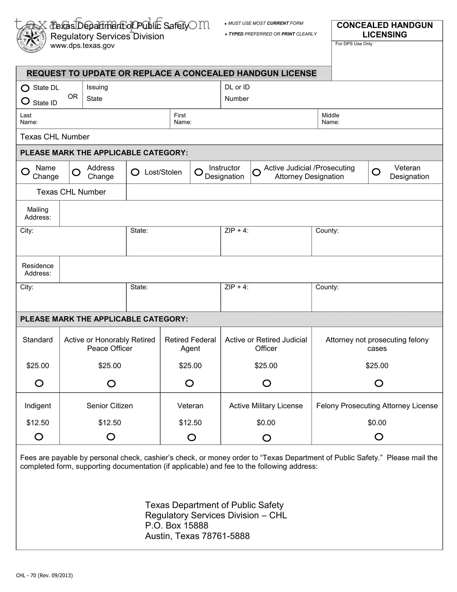 Chl 70 Texas Form in PDF
