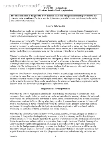 901 Texas Form in PDF