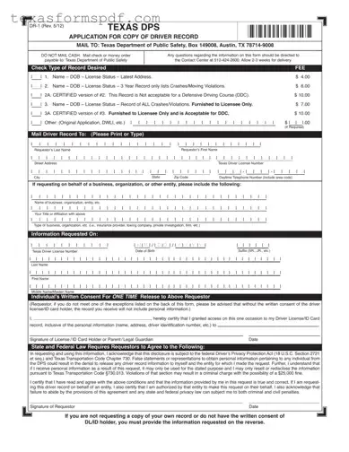 Dr 1 Texas Form in PDF
