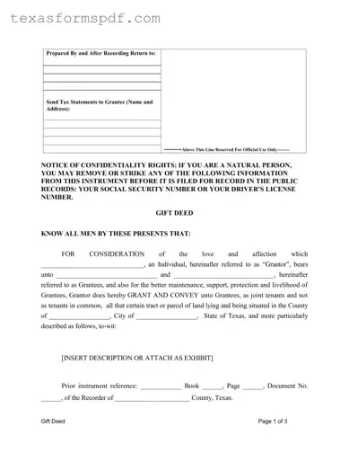 Gift Deed Texas Form in PDF