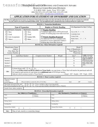 Mhd 1023 Texas Form in PDF