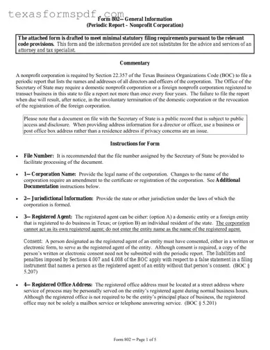 Texas 802 Form in PDF