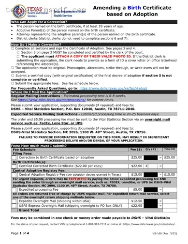 Texas Adoption Papers Form in PDF
