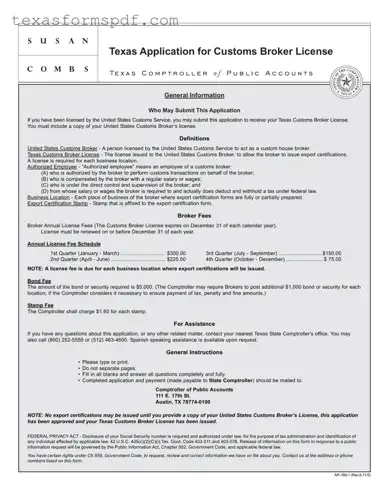 Texas Ap 168 Form in PDF