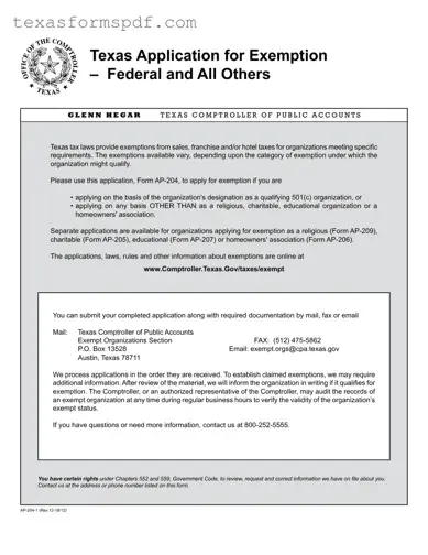 Texas Ap 204 2 Form in PDF