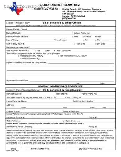 Texas Clm 2 Form in PDF