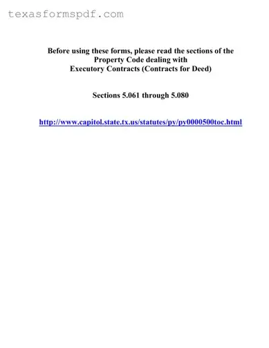 Texas Contract For Deed Form in PDF