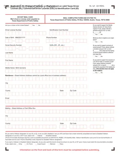 Texas Dl 64 Form in PDF