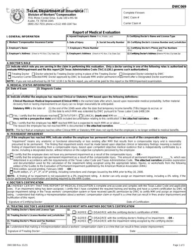 Texas Dwc069 Form in PDF