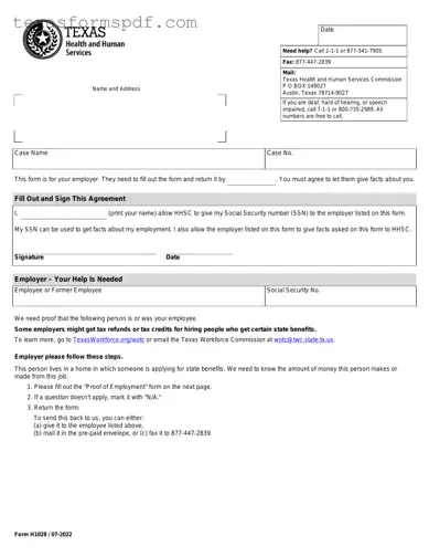 Texas Employment Verification Form in PDF