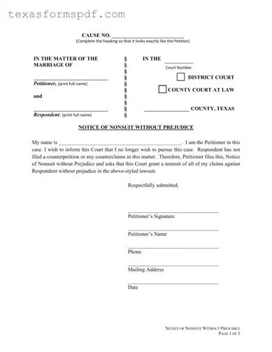 Texas Notice Of Nonsuit Form in PDF