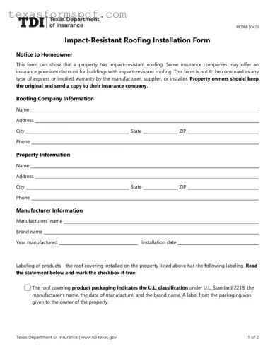 Texas Pc068 Form in PDF