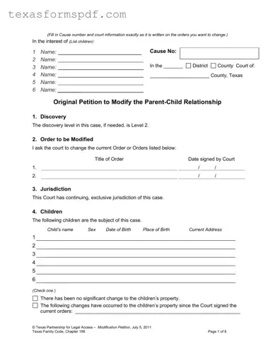 Texas Petition Modify Form in PDF