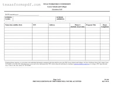 Texas Ps 106 Form in PDF