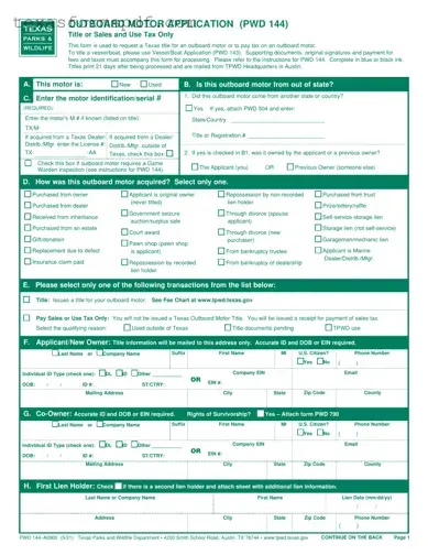 Texas Pwd 144 Form in PDF