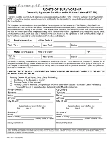 Texas Pwd 790 Form in PDF