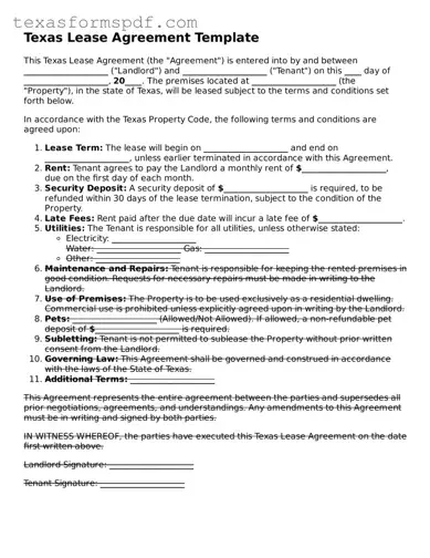 Legal Lease Agreement Document for the State of Texas