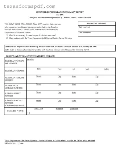 Texas Rrp 120 Form in PDF