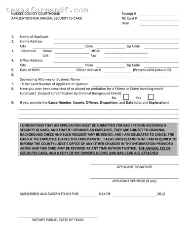 Texas Security Id Form in PDF
