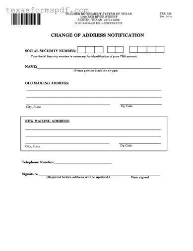 Texas Trs 358 Form in PDF