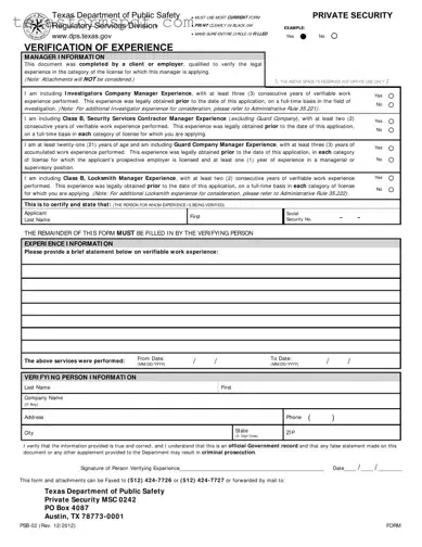 Texas Verification Form in PDF