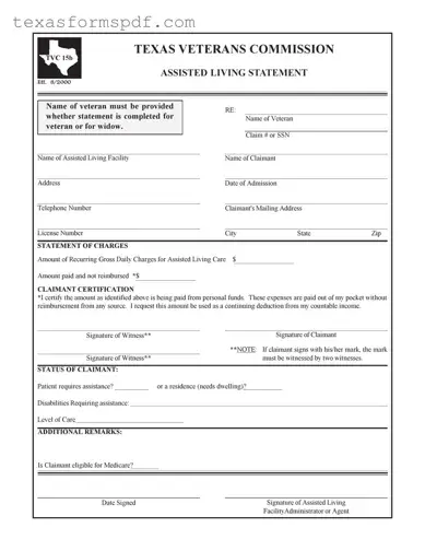 Texas Veterans Commission Form in PDF
