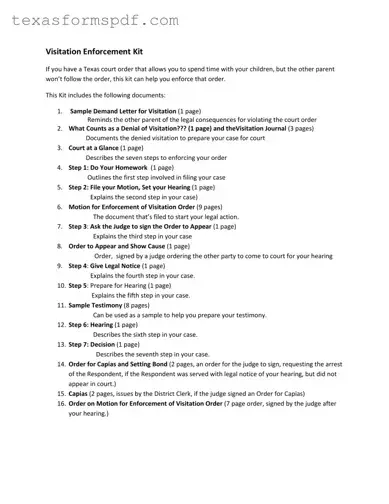 Texas Visitation Enforcement Form in PDF