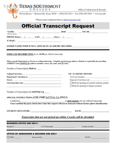 Utb Texas Form in PDF
