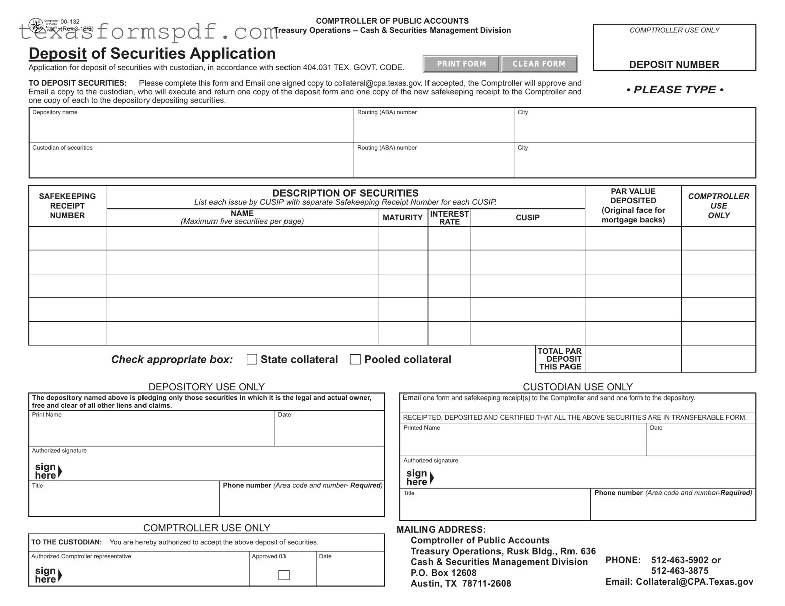 Texas 00 132 Form in PDF