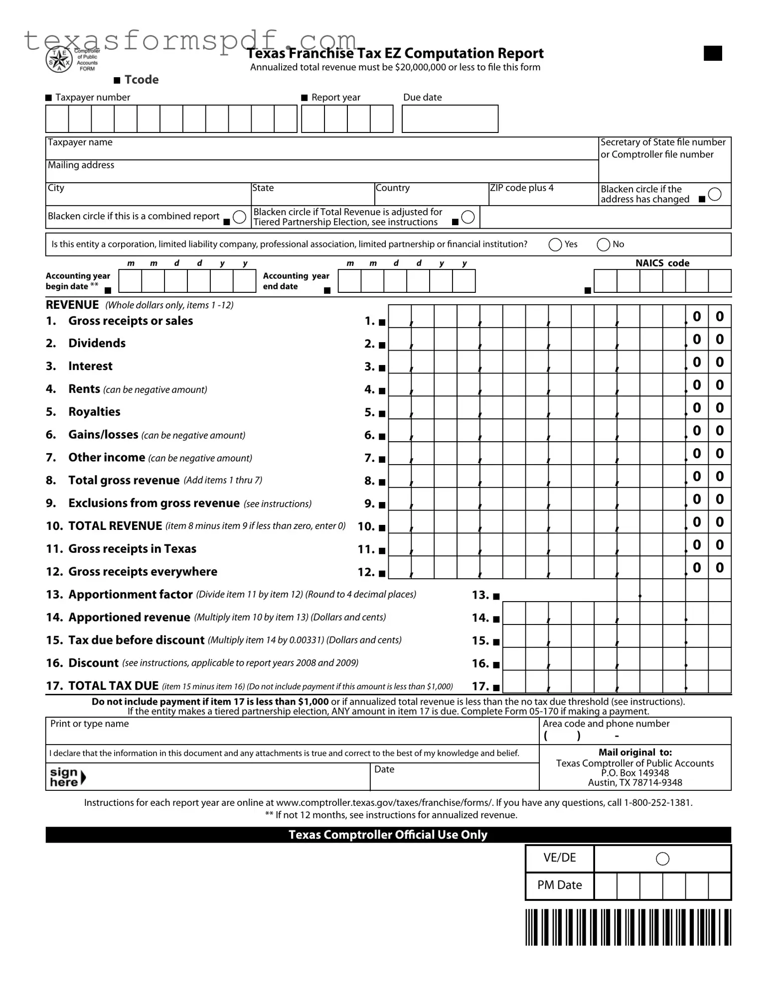 Texas 05 169 Form in PDF