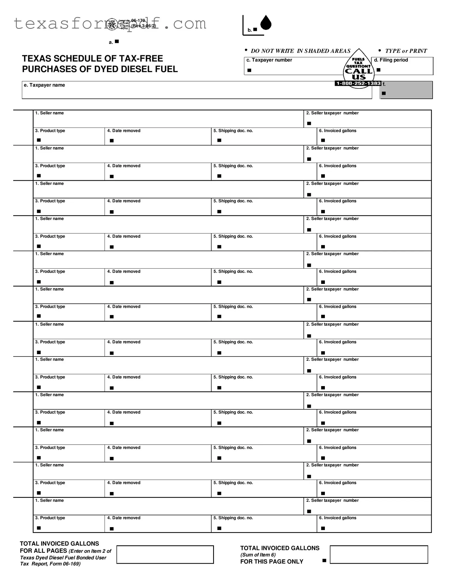 Texas 06 170 Form in PDF