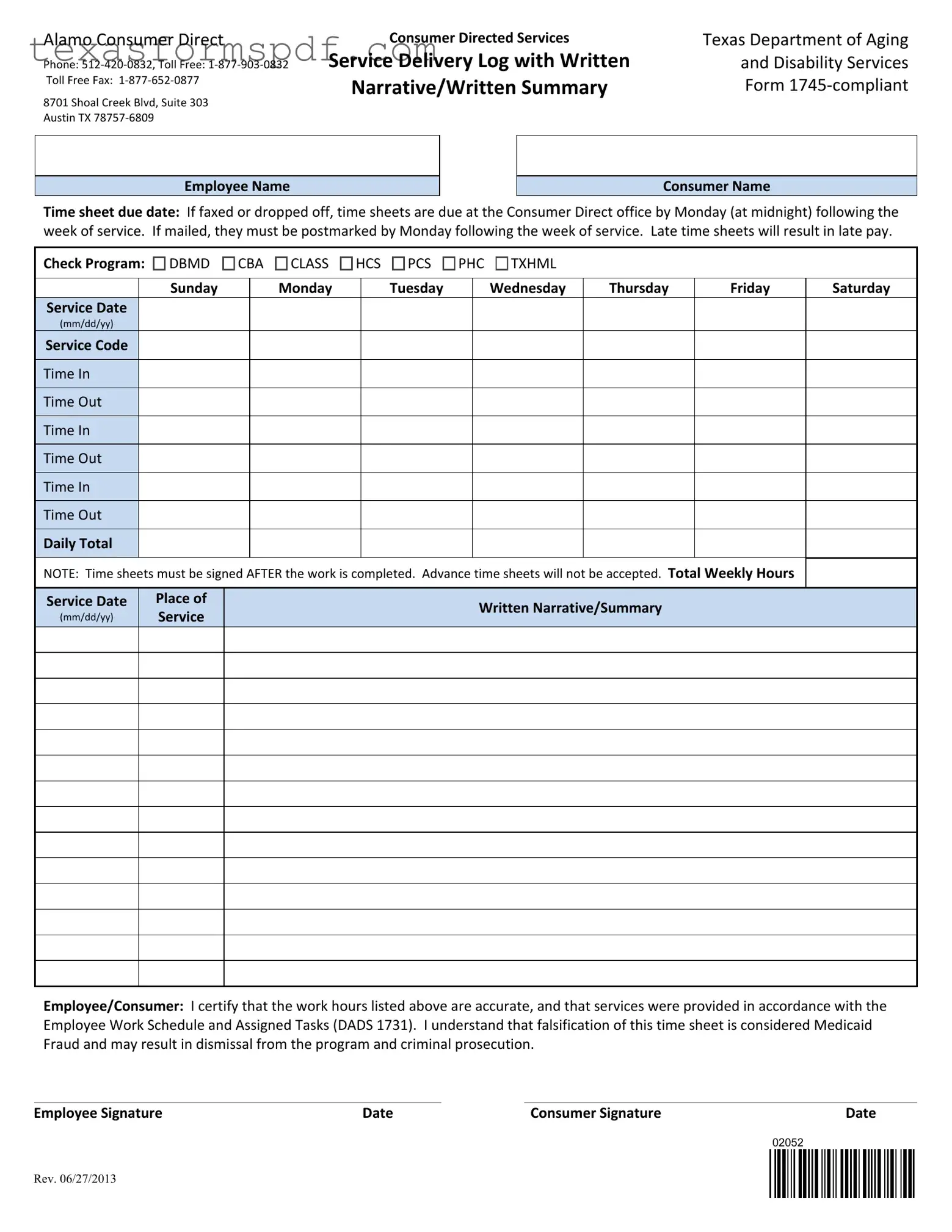 Texas 1745 Form in PDF