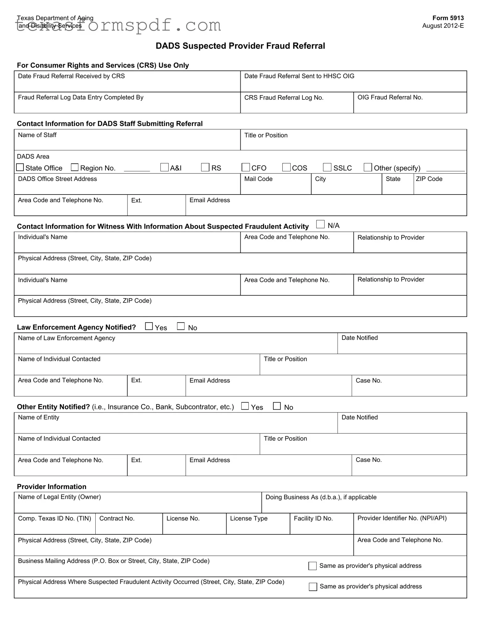 Texas 5913 Form in PDF