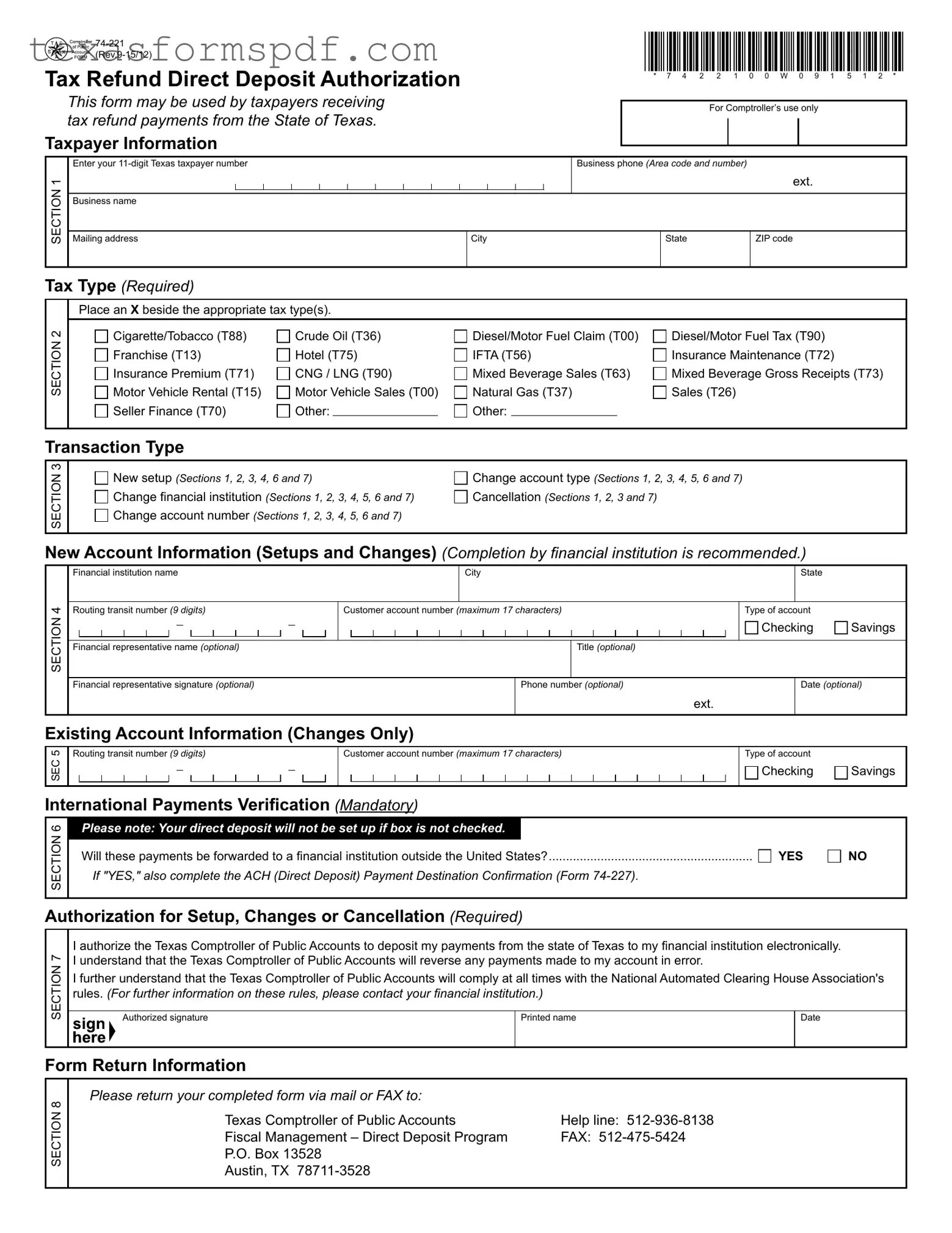 Texas 74 221 Form in PDF