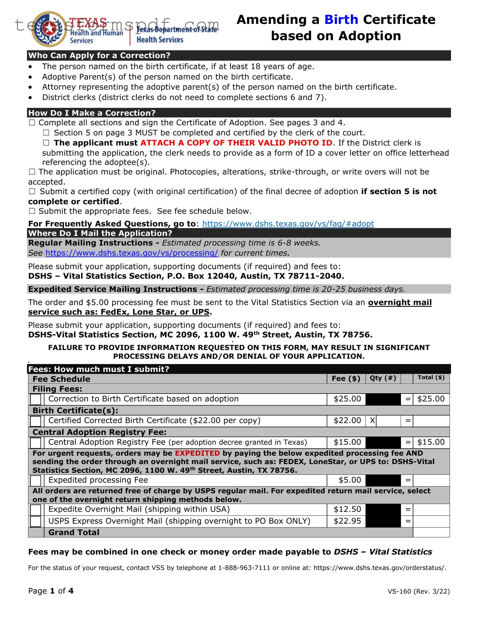 Texas Adoption Papers Form in PDF