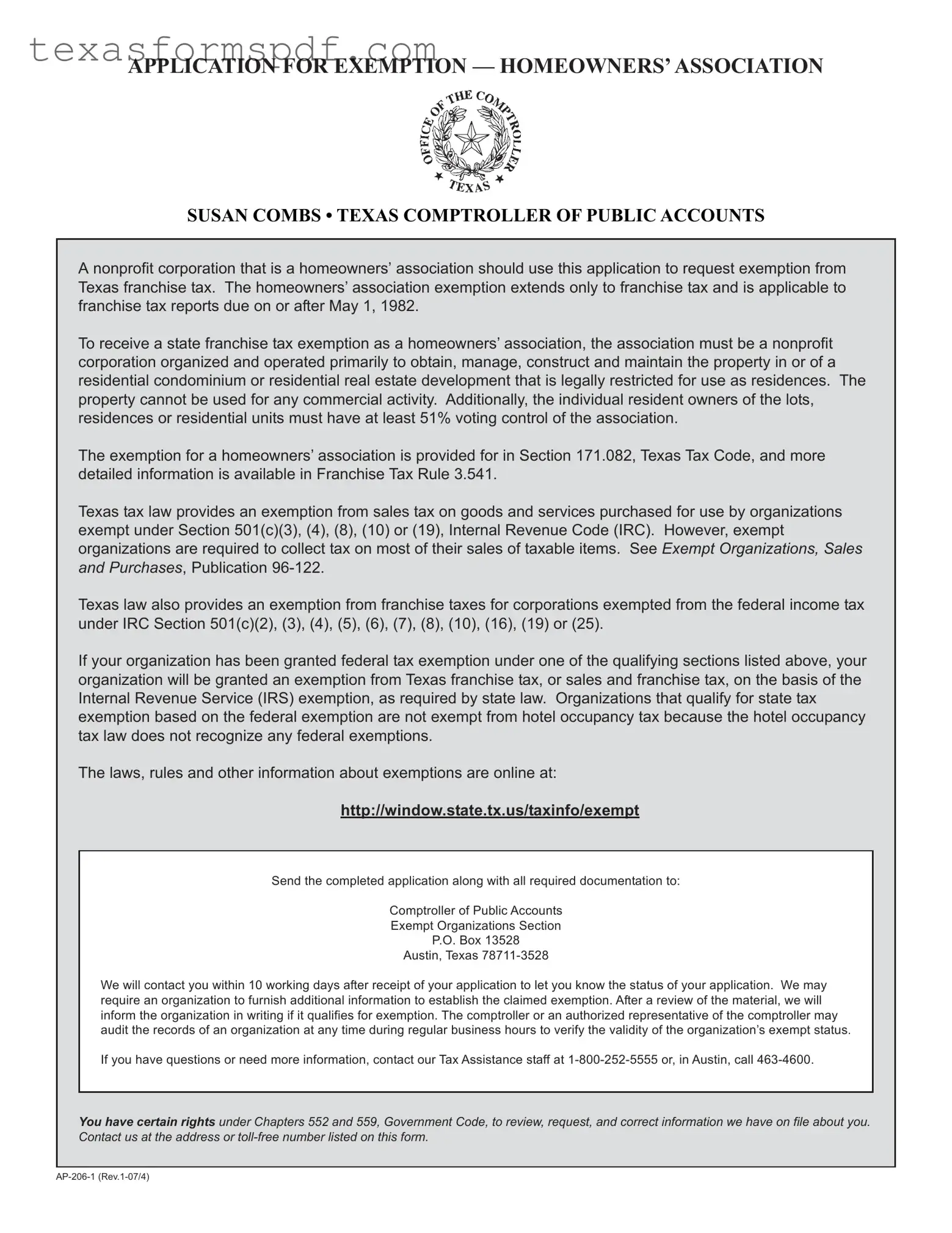 Texas Ap 206 Form in PDF