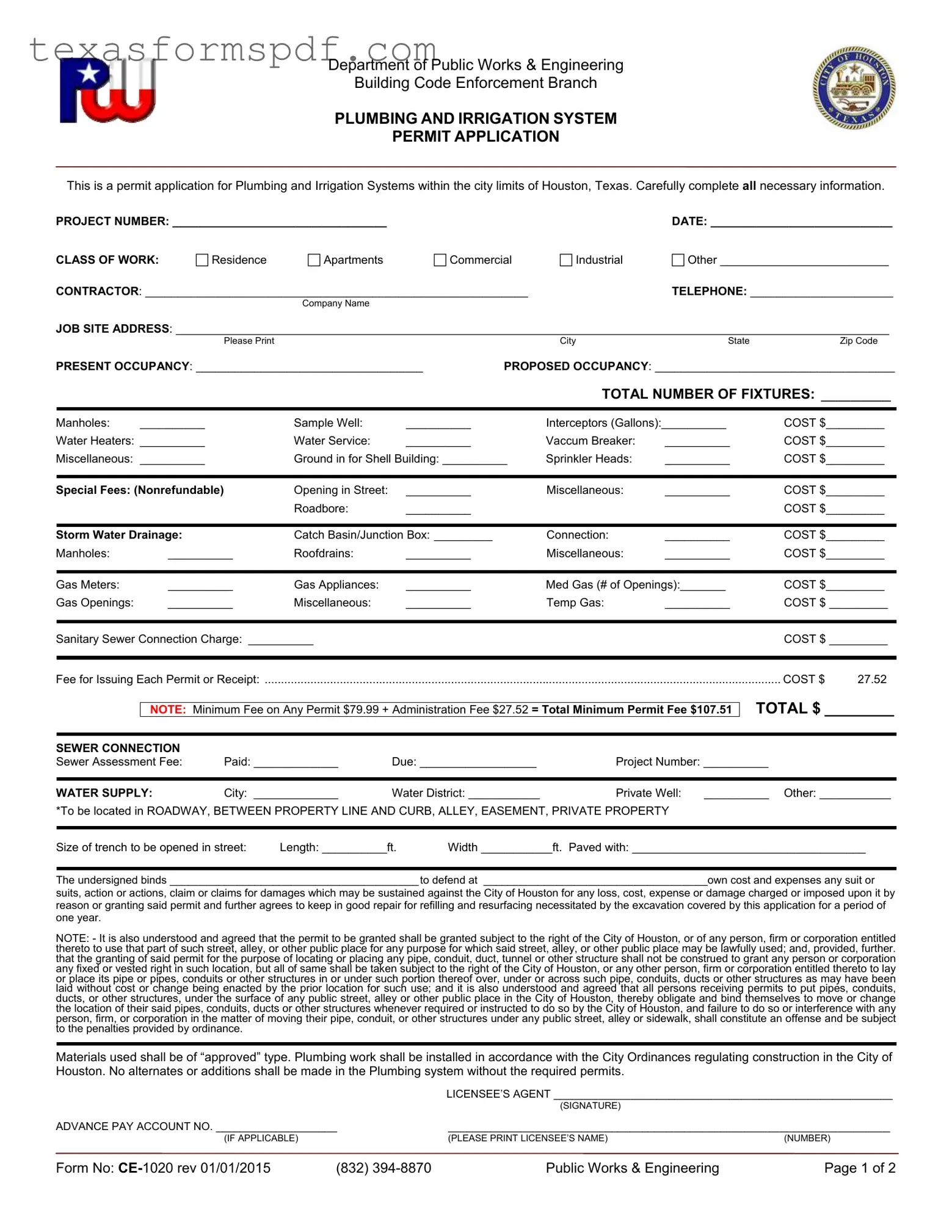 Texas Ce 1020 Form in PDF