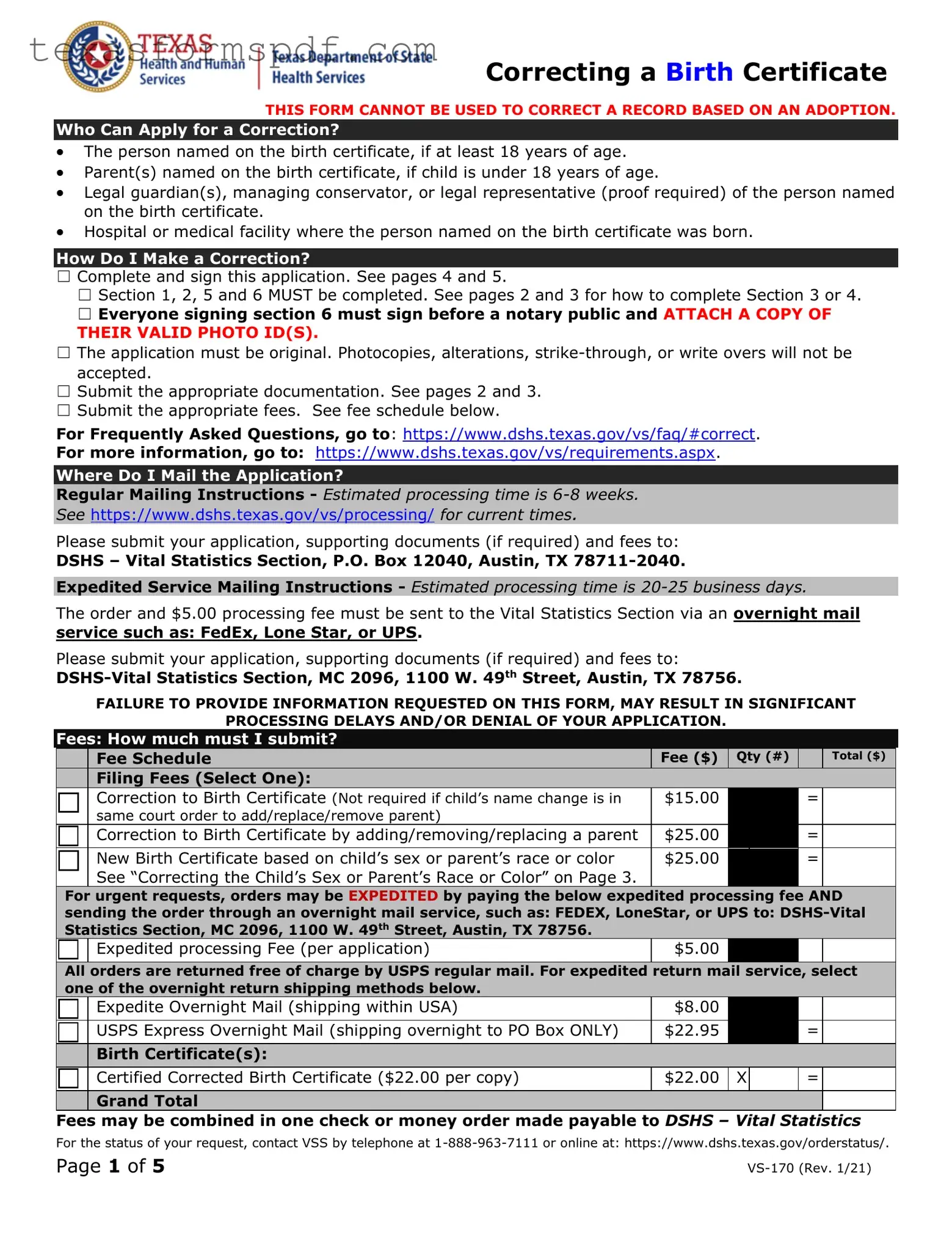 Texas Certificate Birth Form in PDF