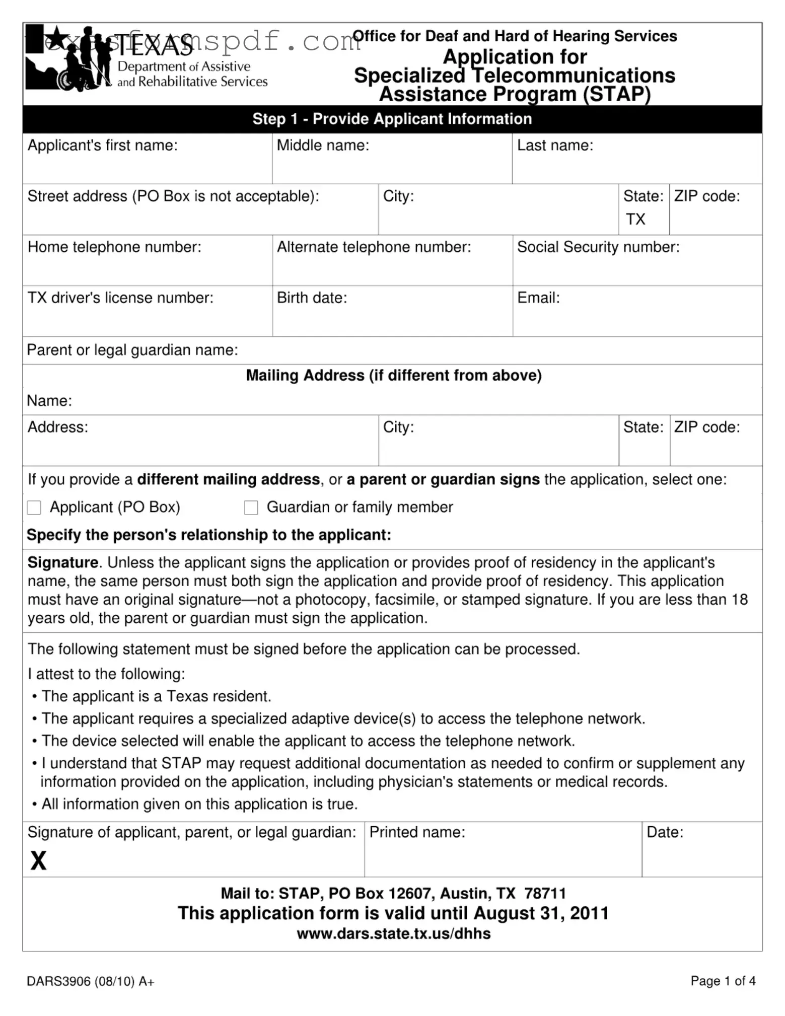 Texas Dars3906 Form in PDF