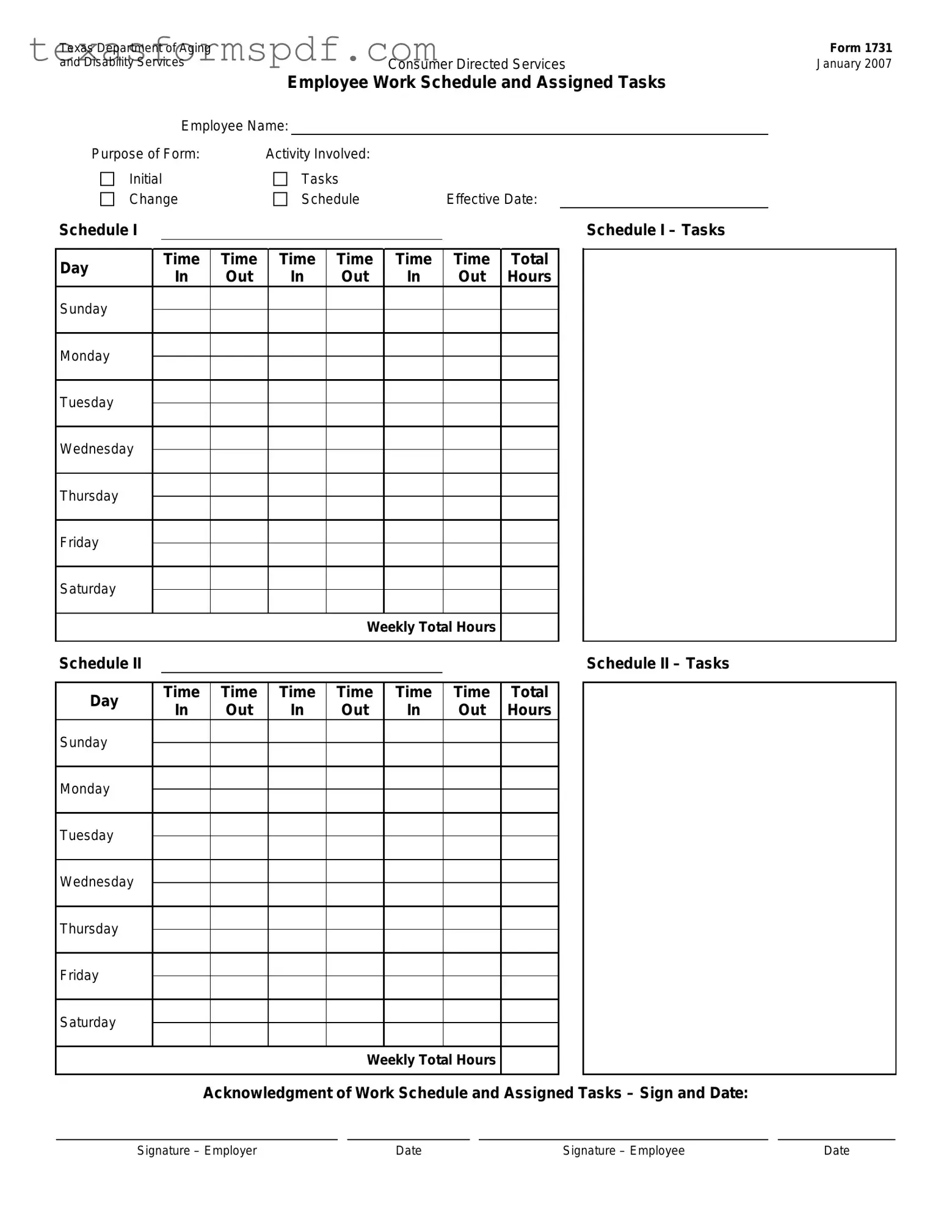 Texas Department Of Aging And Disability Services Form in PDF