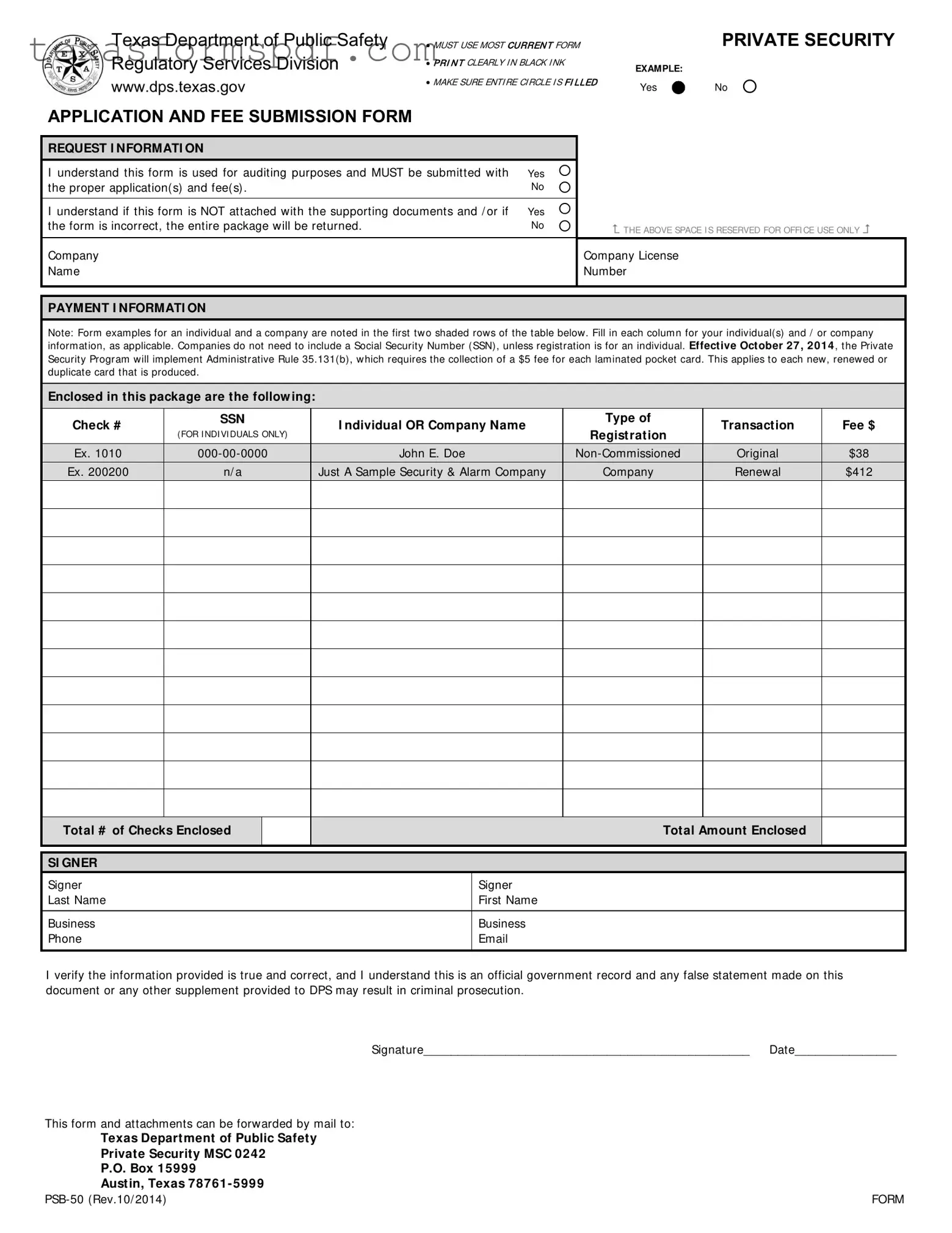 Texas Department Of Public Safety Form in PDF