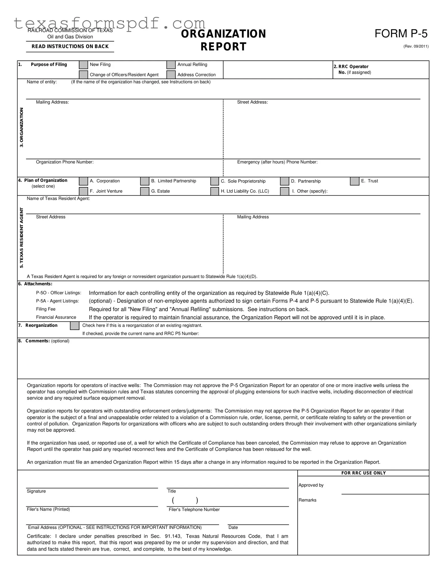 Texas P 5 Form in PDF