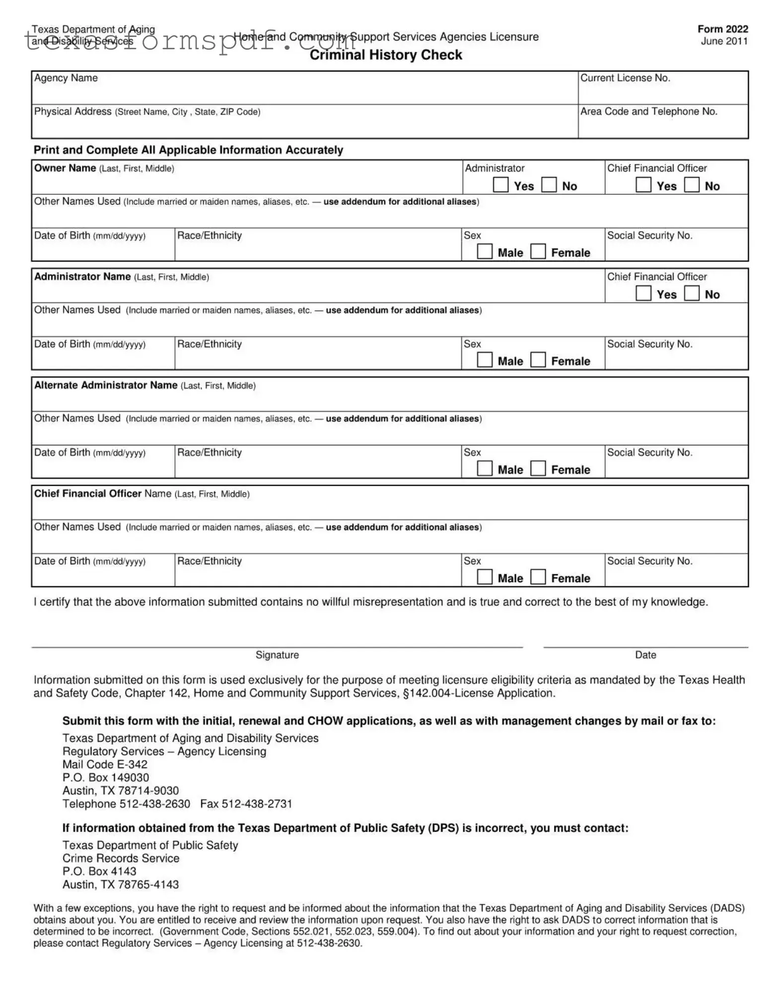 Texas Form in PDF