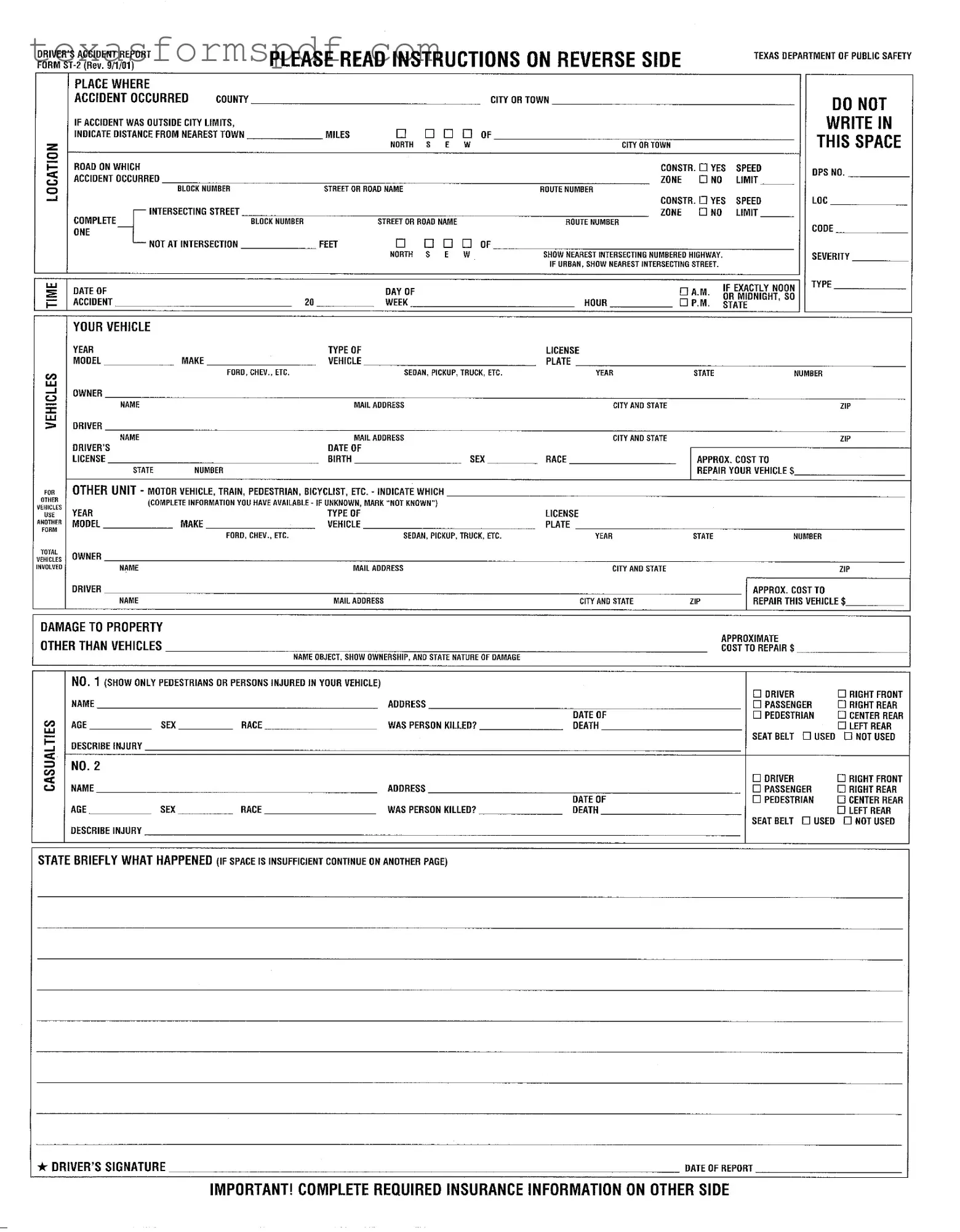 Texas St 2 Form in PDF