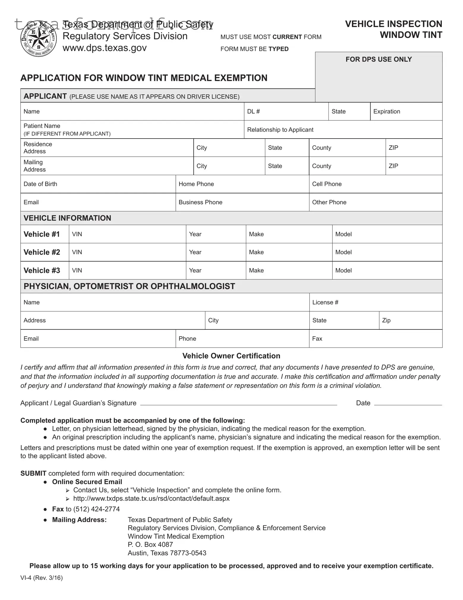 Texas Vi 4 Form in PDF