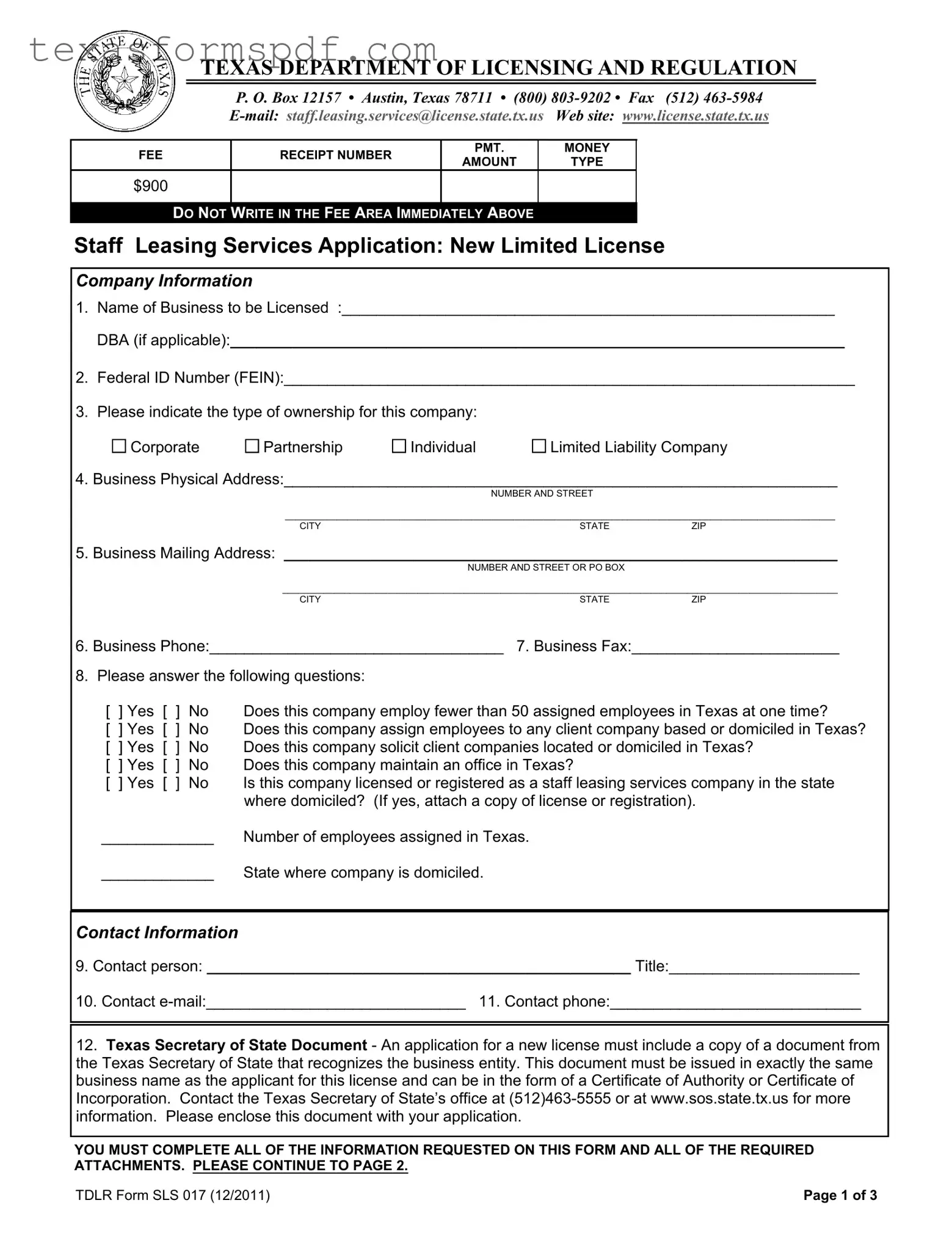 Texas Vtdlr Sls 017 Form in PDF